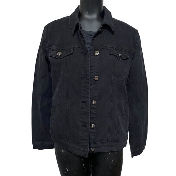 Justfab Black Denim Jean Jacket Size Small - Picture 1 of 6